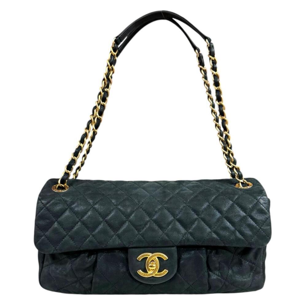 Chanel Matelassé Shoulder Bag, Leather, Black, Women's, CHANEL Double Chain, ...